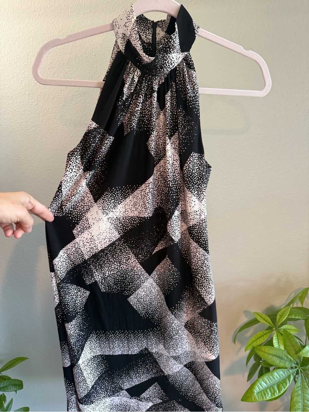American Living Halter Maxi Dress – Black & Cream Print (Size 2)